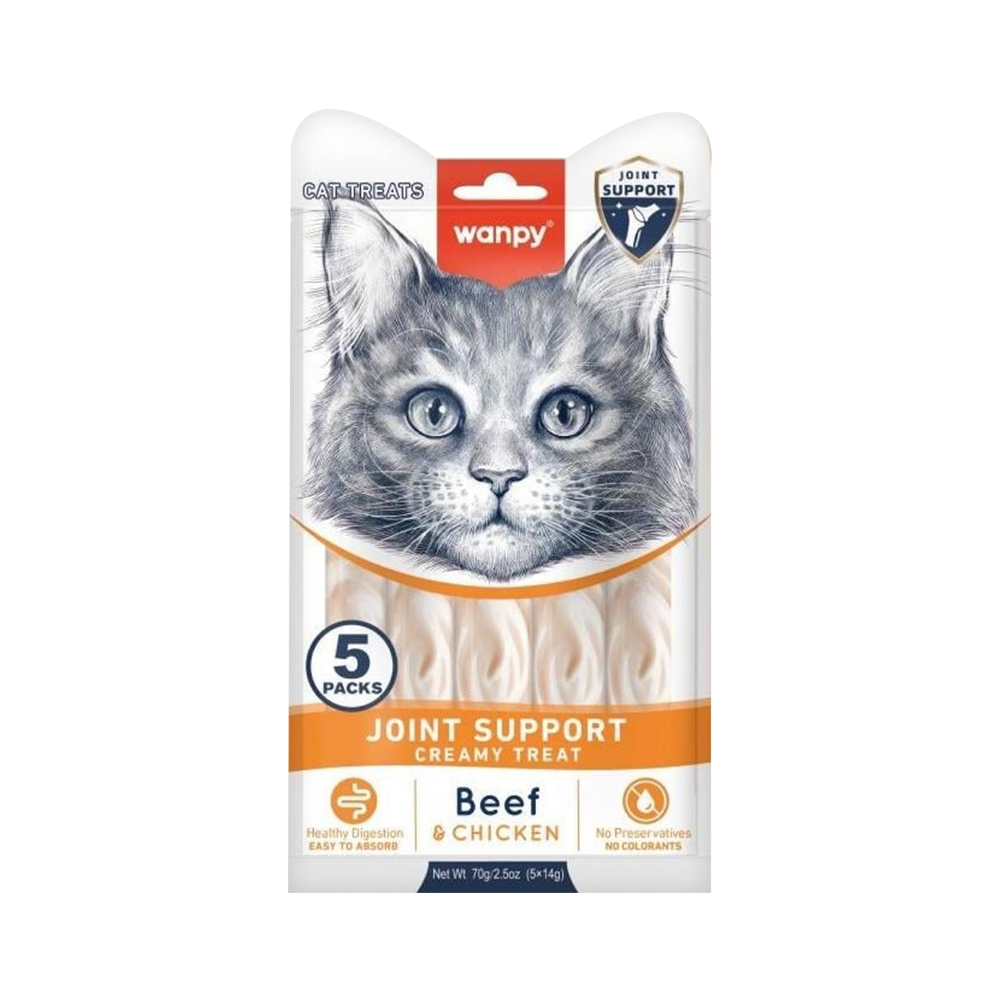 Wanpy Bone Support Sığır Eti ve Tavuk Etli Kedi Ödülü (5 x 14 g)