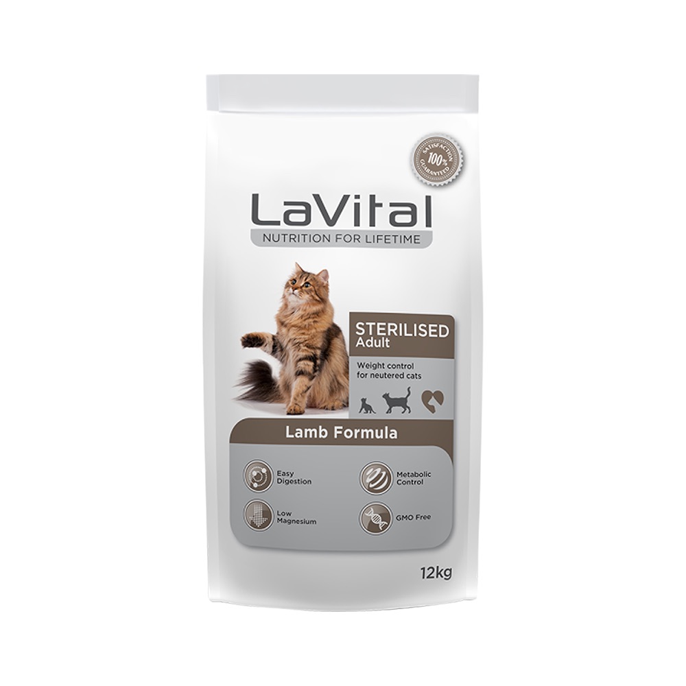 LaVital Kilo Kontrolü İçin Kuzu Etli Kısır Kedi Maması (12 kg)