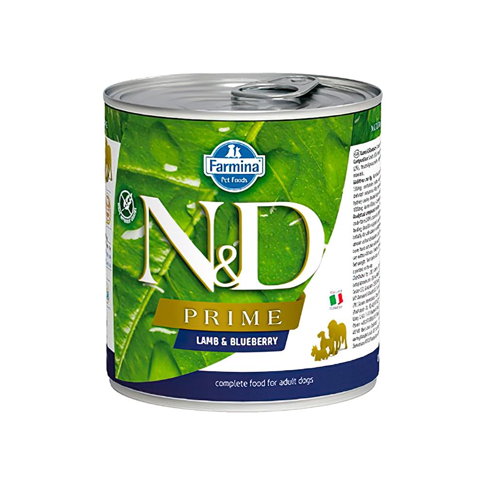 N&D Prime Tahılsız Kuzu Etli ve Yaban Mersinli Yetişkin Köpek Konserve Maması (285 g)