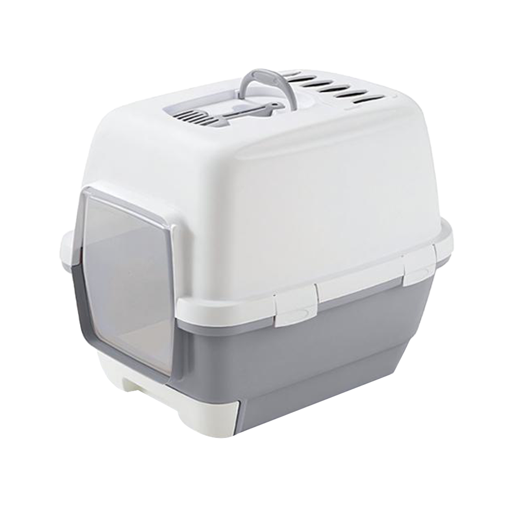 Stefanplast Cathy Clever Smart Gri Beyaz Kapalı Kedi Tuvaleti (58 x 45 x 48 cm)