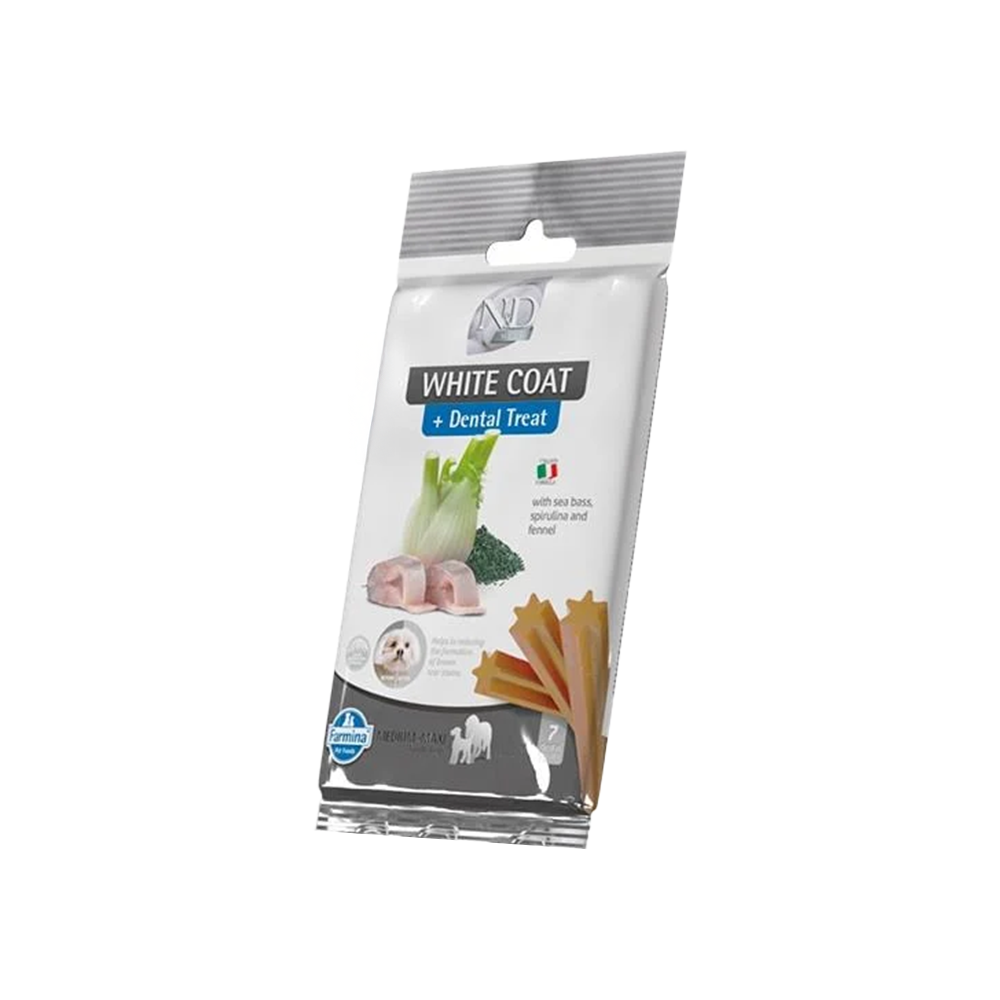 N&D Levrek, Rezene & Spirulinalı Dental Treat White Coat Mini Köpek Ödülü (60 g)