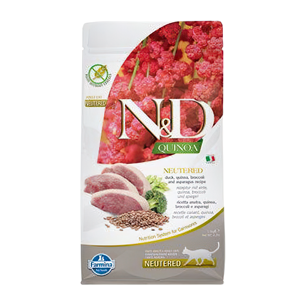 N&D Qunoa Ördek, Brokoli & Kuşkonmazlı Kısırlaştırılmış Kedi Maması (1,5 kg)