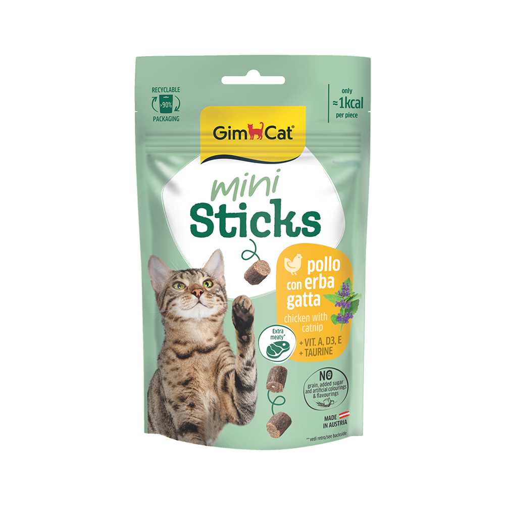 Gimcat Mini Sticks Kedi Otlu ve Tavuk Etli Ödül Çubukları (50 g)