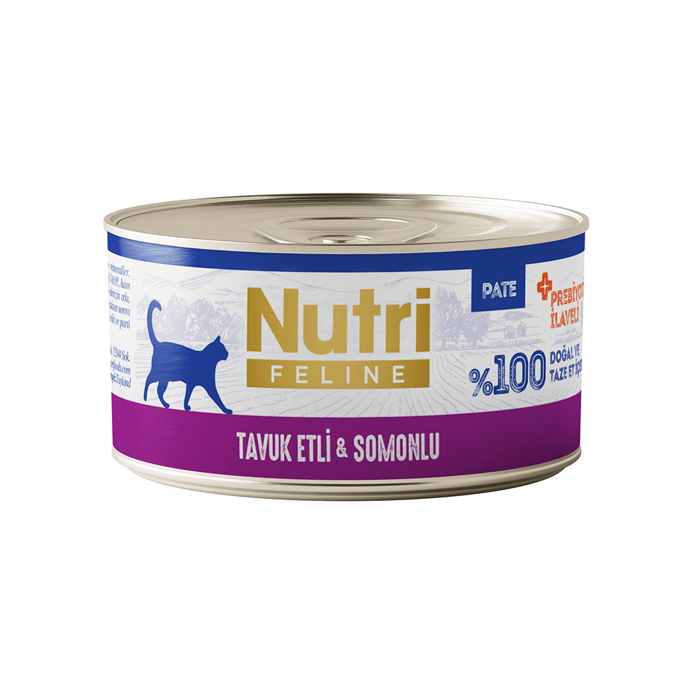 Nutri Feline Tavuk Etli ve Somonlu Tahılsız Konserve Yetişkin Kedi Maması (70 g)