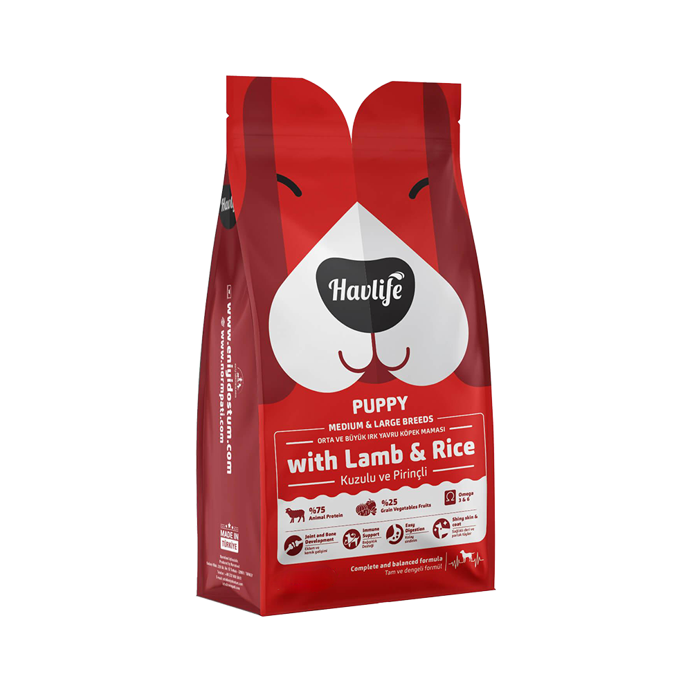 Havlife Kuzu Etli Orta ve Büyük Irk Yavru Köpek Maması (3 kg)