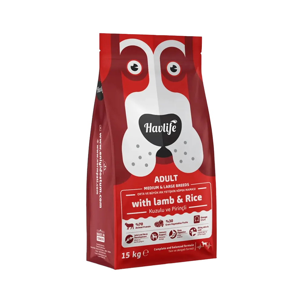 Havlife Kuzu Etli Orta ve Büyük Irk Yetişkin Köpek Maması (15 kg)