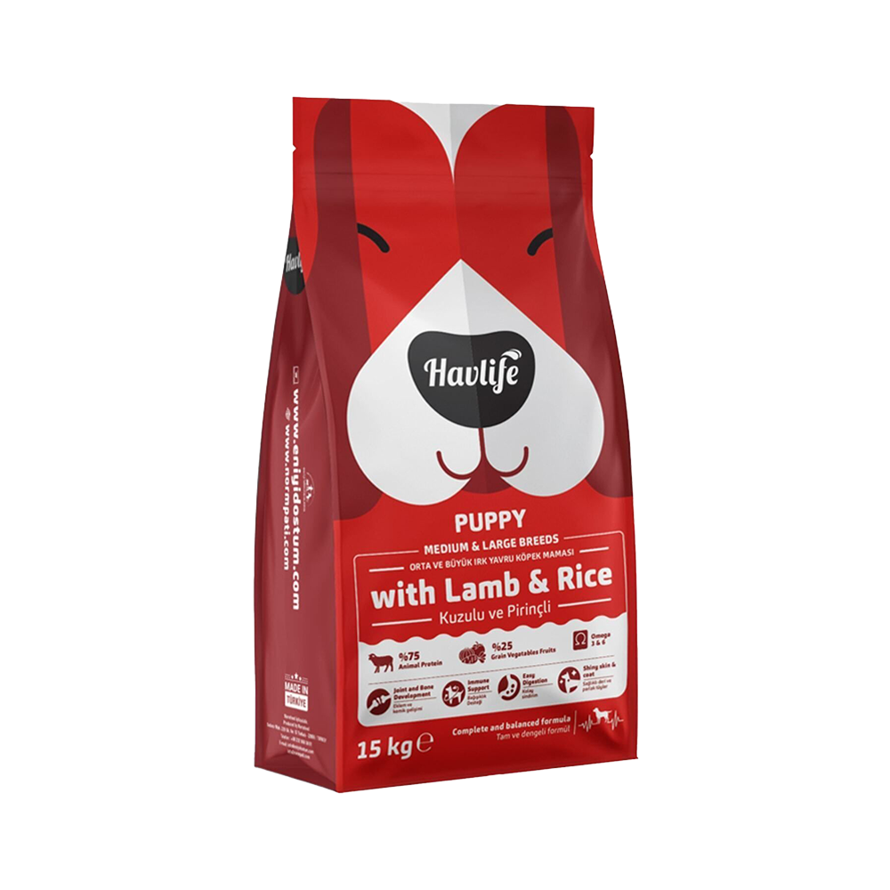 Havlife Kuzu Etli Orta ve Büyük Irk Yavru Köpek Maması (15 kg)