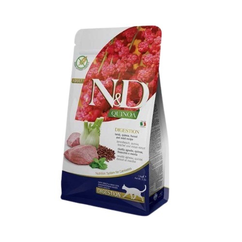 N&D Quinoa Digestion Kuzu Etli, Naneli ve Rezeneli Yetişkin Kedi Maması (5 kg)