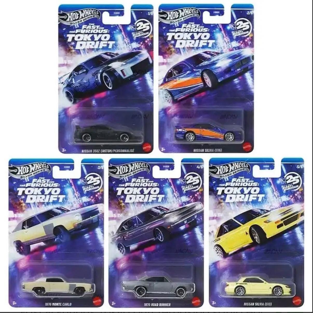 HOT WHEELS Fast & Furious Tokyo Drift Silver Series 5’li Diecast Set – 1:64 Model Arabalar