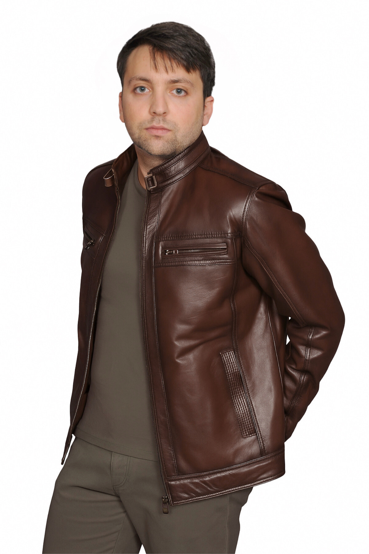 Neymar Hakiki Deri Erkek Kahverengi Ceket