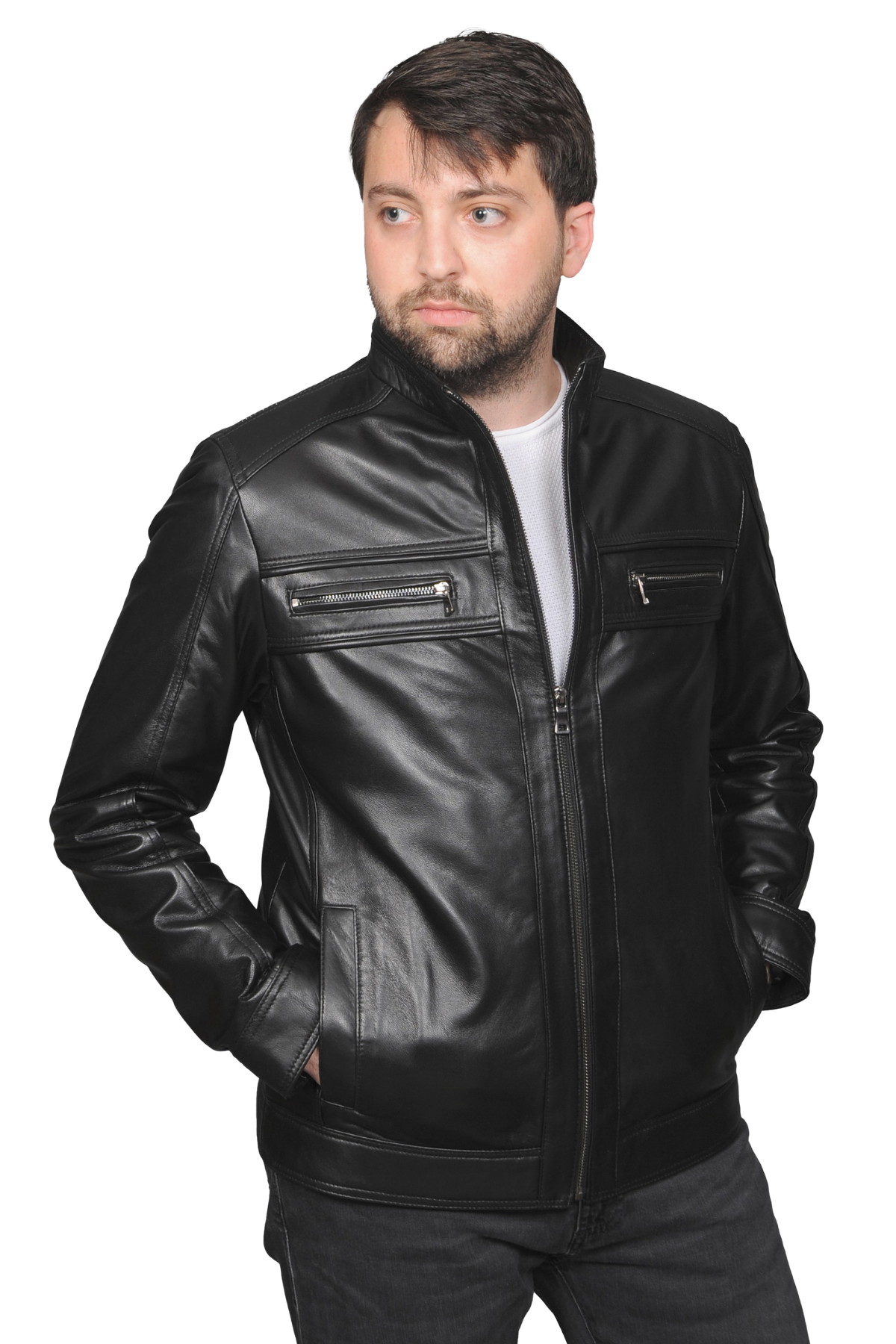 Torres Hakiki Deri Erkek Büyük Beden Siyah Ceket