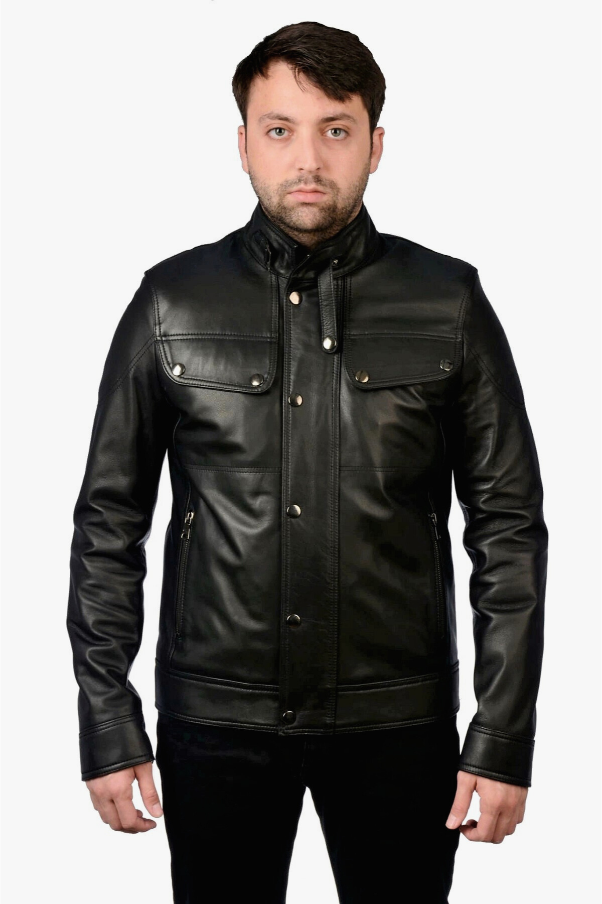 Alves Hakiki Deri Erkek Siyah Mont