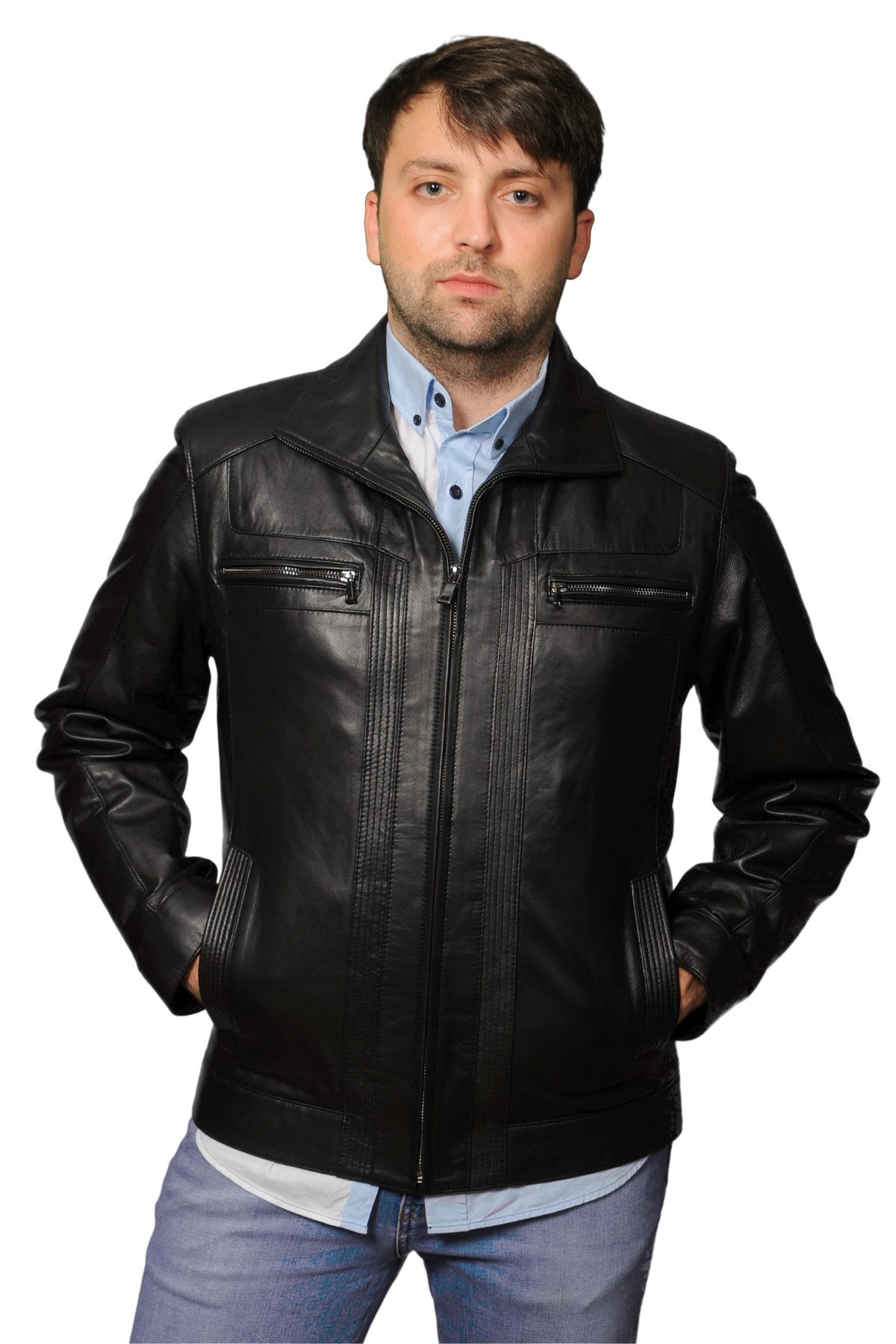 Jack Hakiki Deri Erkek Siyah Ceket