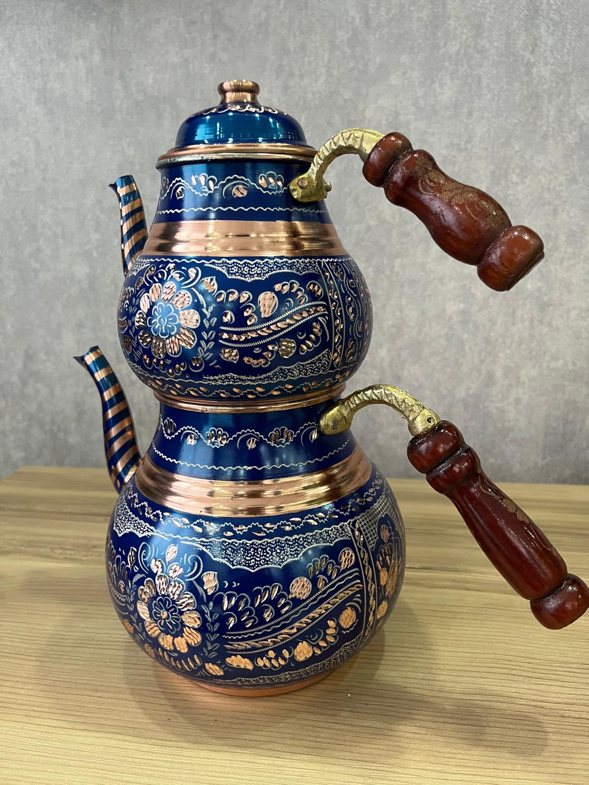 Bakır Çaydanlık Erzincan İşlemeli Büyük Boy