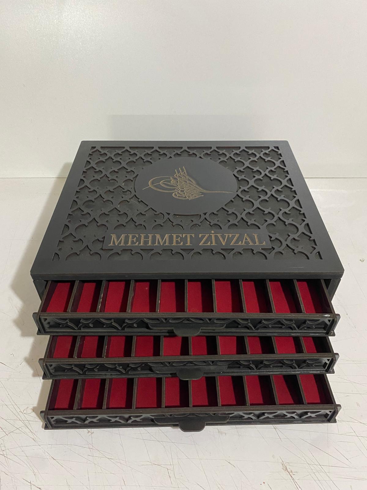 Kişiye Özel Ahşap Kalın Tesbih Kutusu ( 30 Tesbih )