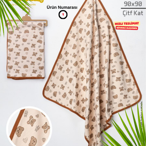 90x90 Çift Kat penye Bebek Battaniyesi – Yumuşak Dokulu, Nefes Alan Çift Kat Kumaş