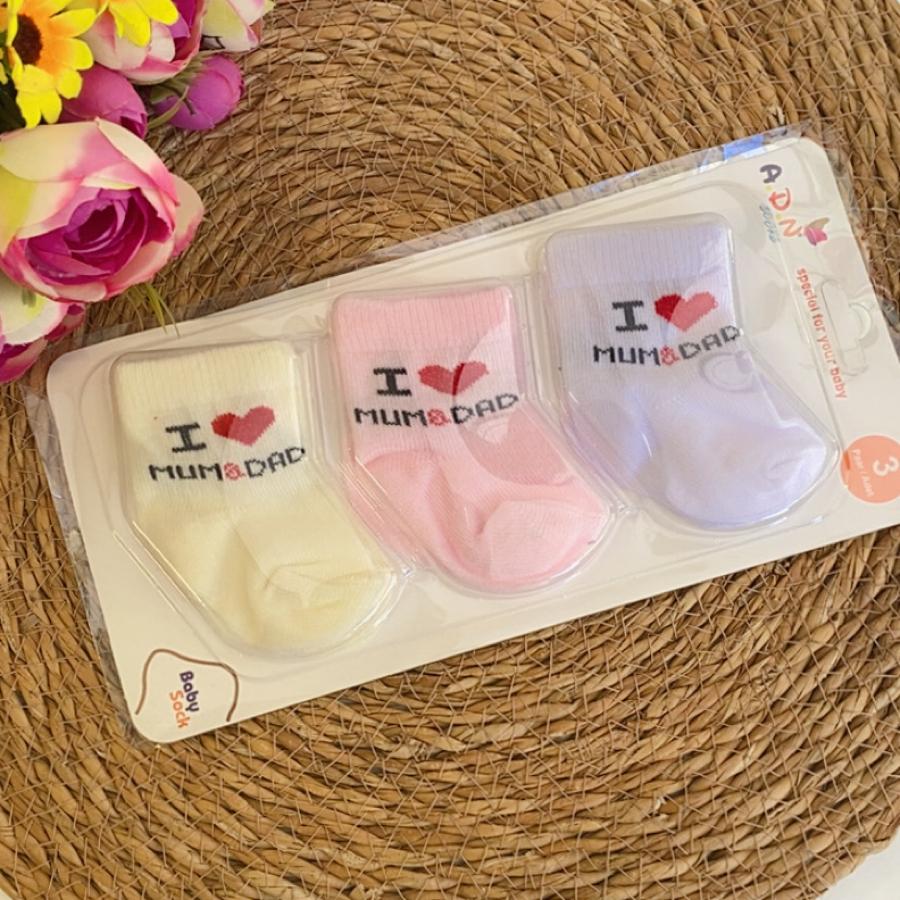 3’lü Love – Puanlı Kız Bebek Çorap Seti – 0-6 Ay