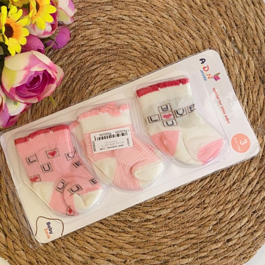 Pembe LOVE Cross Çorap Seti (3'lü)