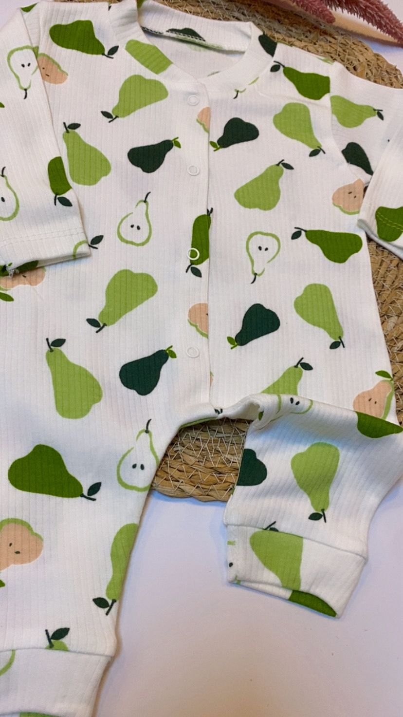 Armut Desenli Ribana Bebek Tulum – %100 Pamuk, Desenli Patikli/Patiksiz Seçenek