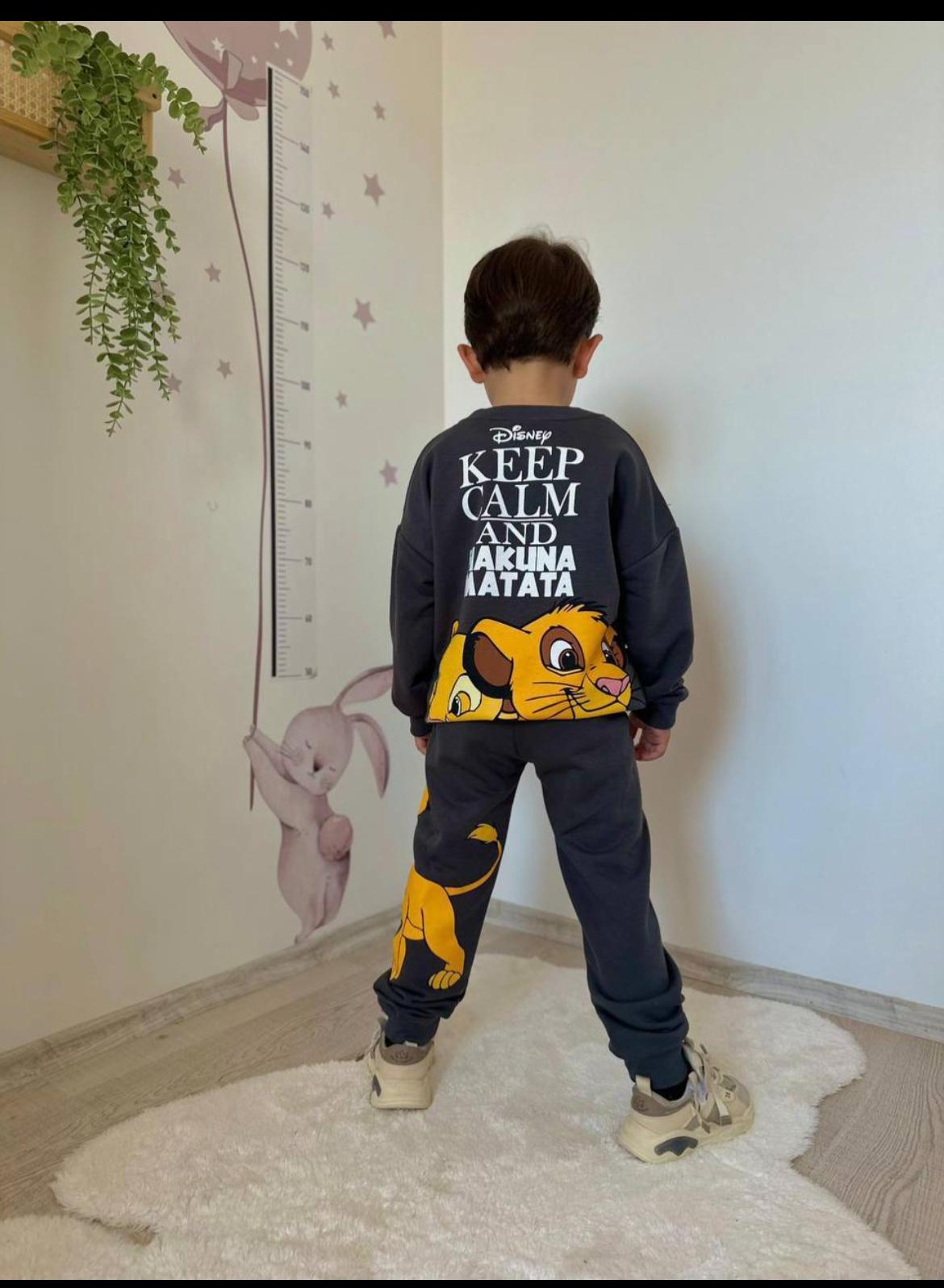 Lıon baskılı antrasit rengi eşofman takımı