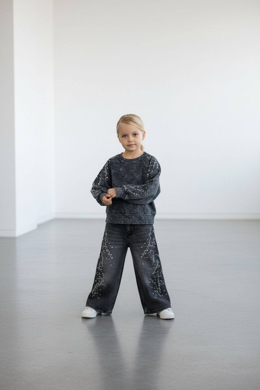 Taşlı jean sweet kız takım