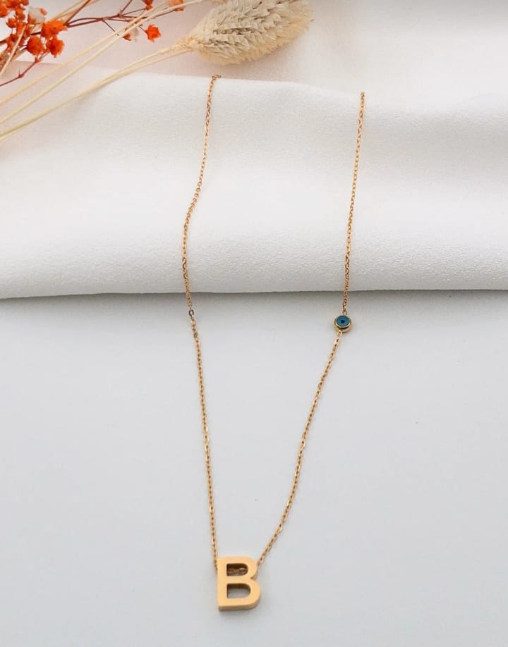 Jade'm Gold Çelik B Harfli Kolye