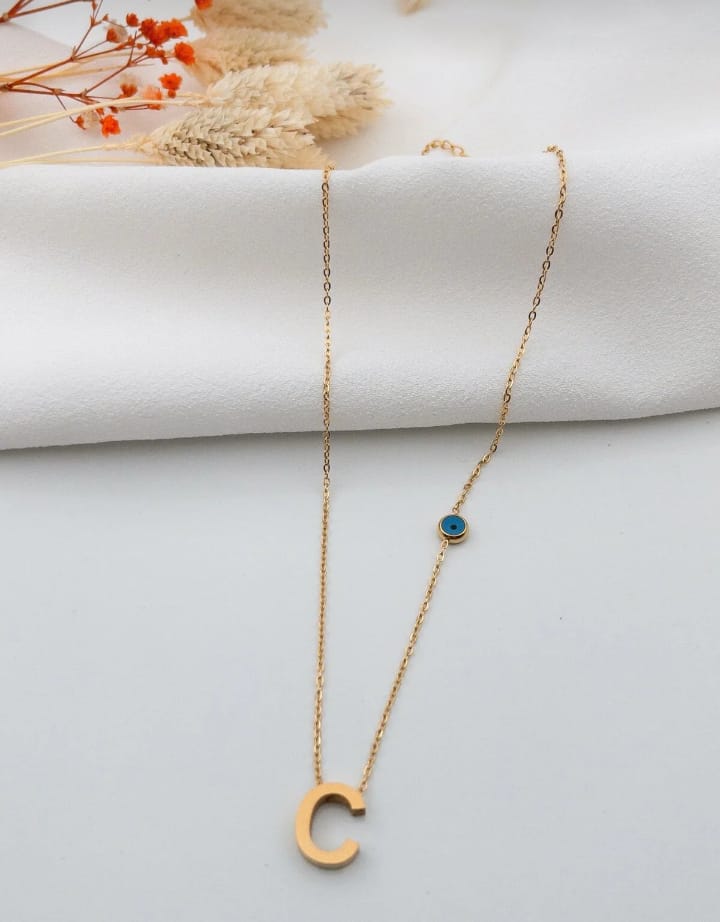 Jade'm Gold Çelik C Harfli Kolye