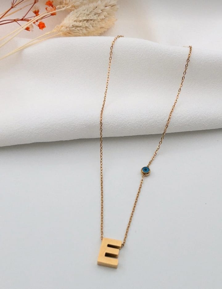 Jade'm Gold Çelik E Harfli Kolye