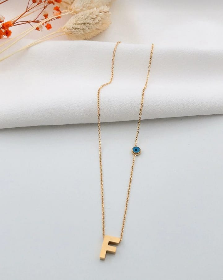 Jade'm Gold Çelik F Harfli Kolye