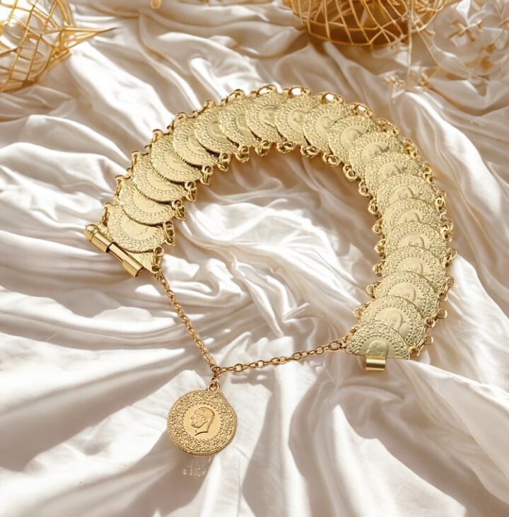 24 Ayar Altın Kaplamalı Ata Çeyrekli Bileklik