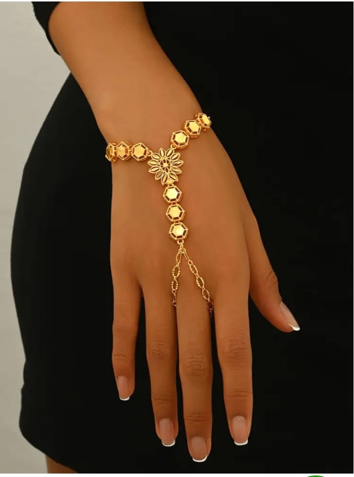 Zarif Orta Doğu Lüks Boş Çiçek ve Yaprak Geometrik Bağlı Bileklik Şahmeran Kadınlar için