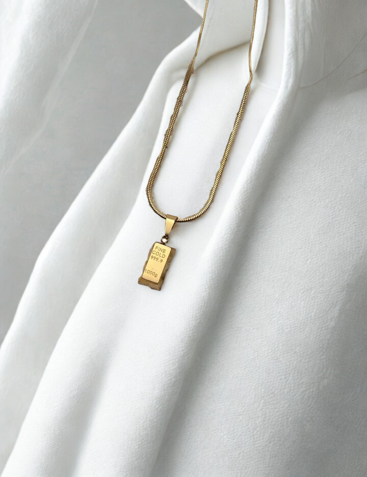 22 K Antınj kaplamalı Külçe Kolye