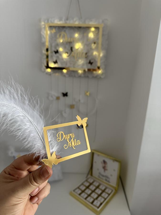 Ledli kapı süsü takı yastığı 1 kutu çikolata 20 adet magnet