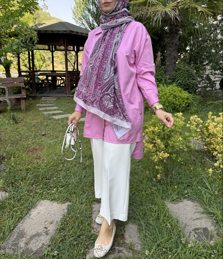 Asimetrik tunik (pembe)
