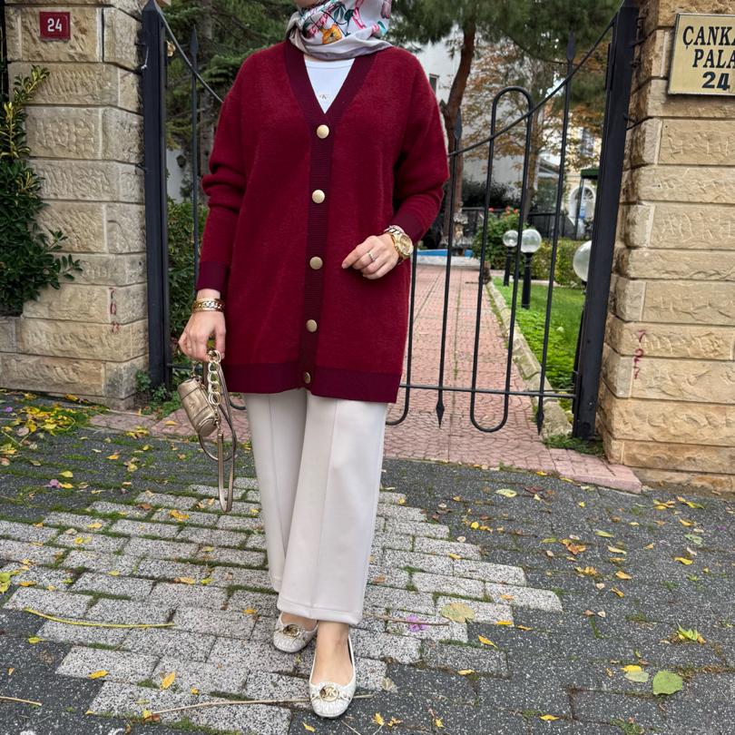 Spor Angora hırka/bordo