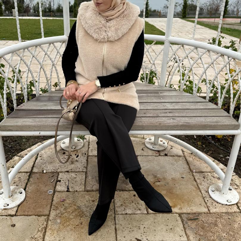 Kürklü angora yelek /vizon