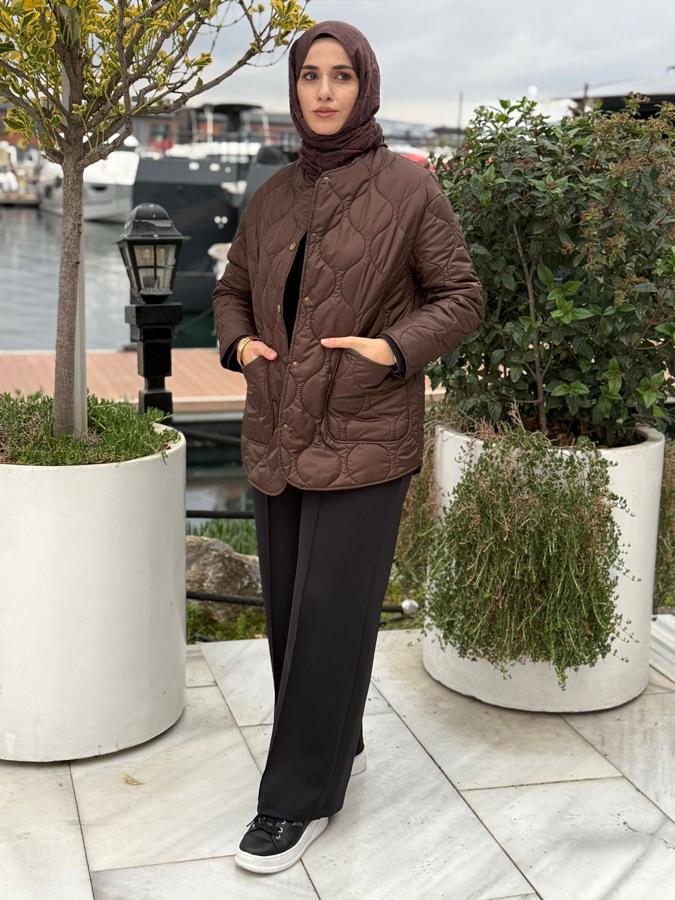 Kapitone ceket/kahverengi