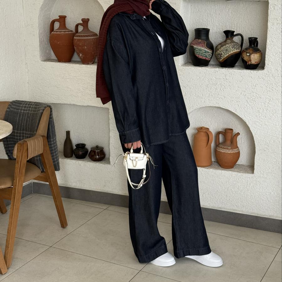 Tensel kot takım /koyu lacivert