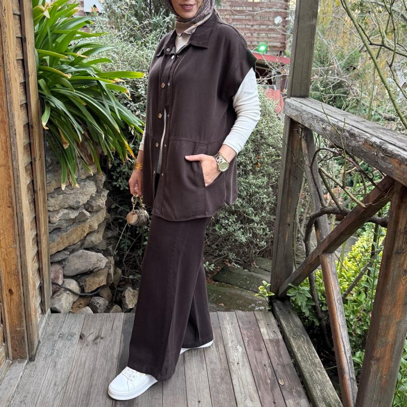 Tensel kot yelek /acıkahve