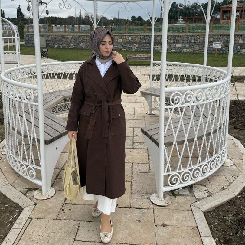 Denim trençkot/kahverengi