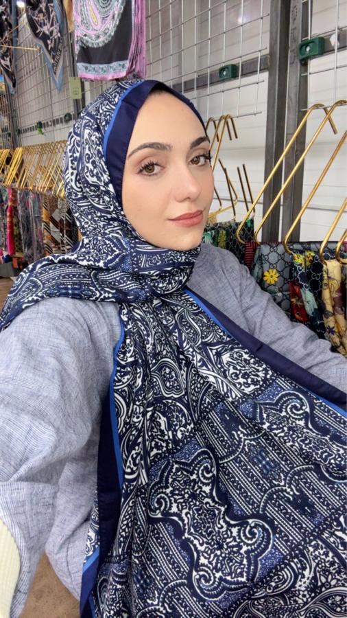 Etnik Özel Doku Pamuk Şal- MAVİ