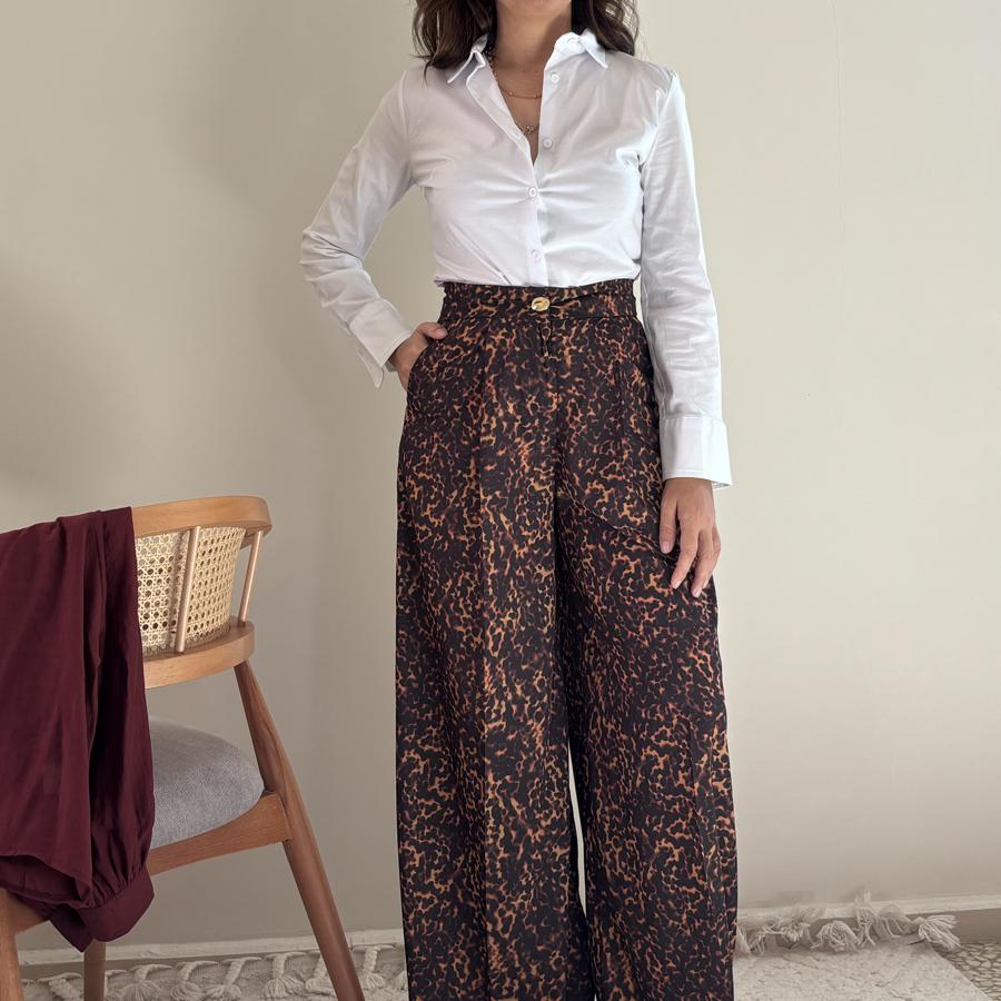 Palazzo pantolon gold düğmeli