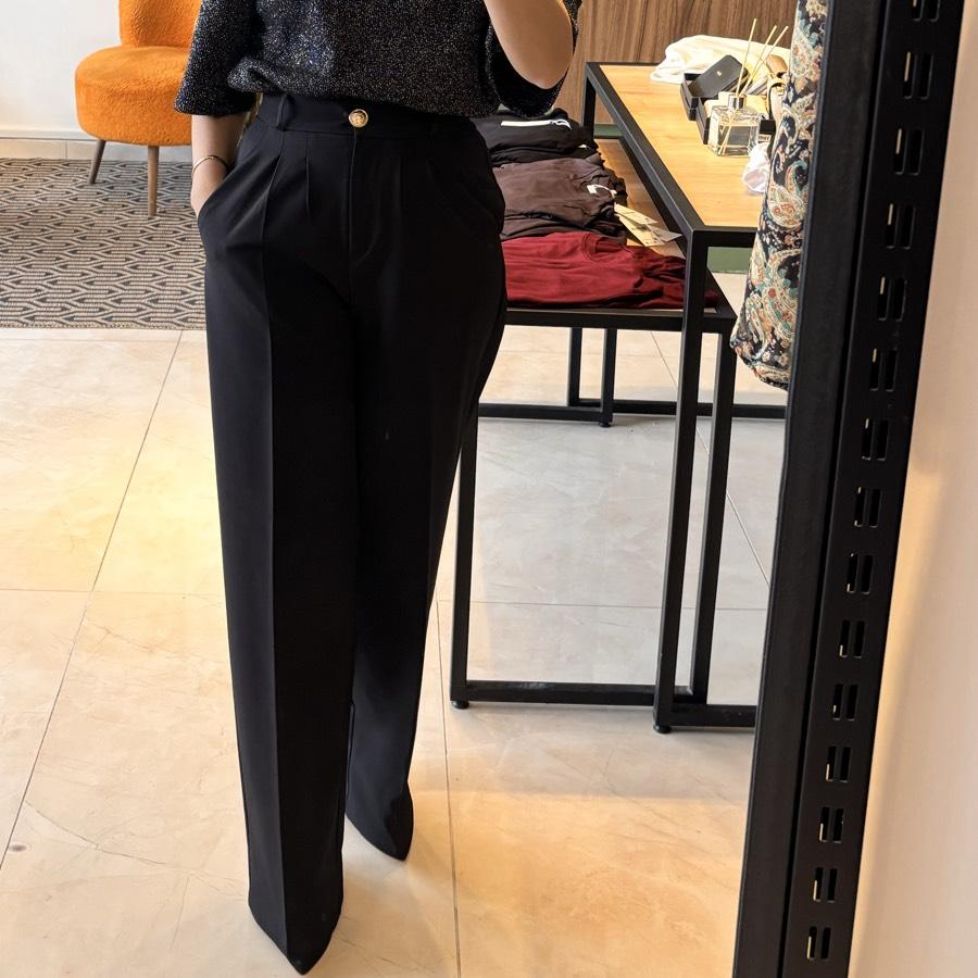 Düğmeli arka bel lastikli palazzo