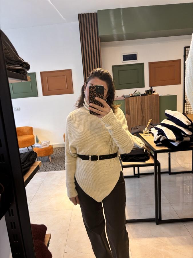 Boğazlı standart yarasa kol kazak