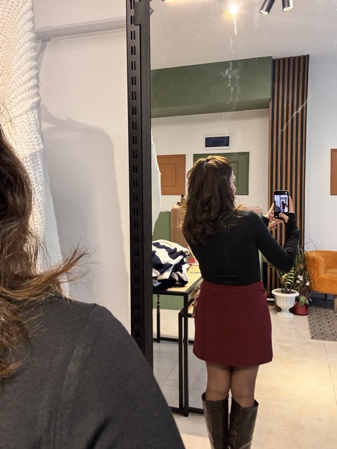 Zr marka içi şortlu etek bordo renk