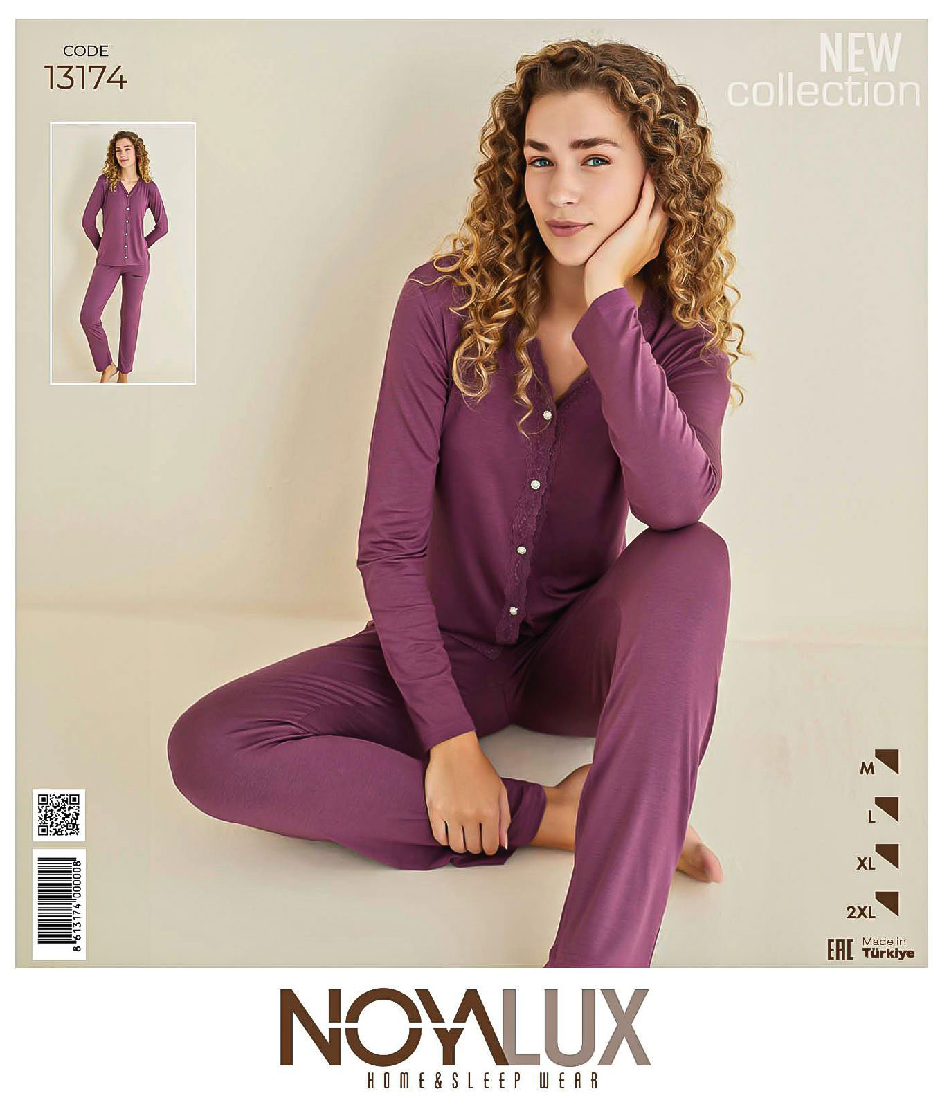 Mürdüm Dantel Detaylı V Yaka Kadın Düğmeli Pijama TakımNoya 13174