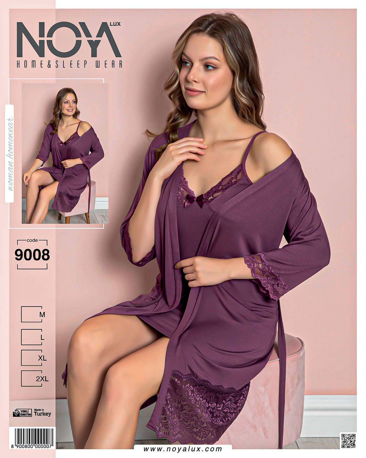 Noyalüx İkili Sabahlıklı Gecelik 9008