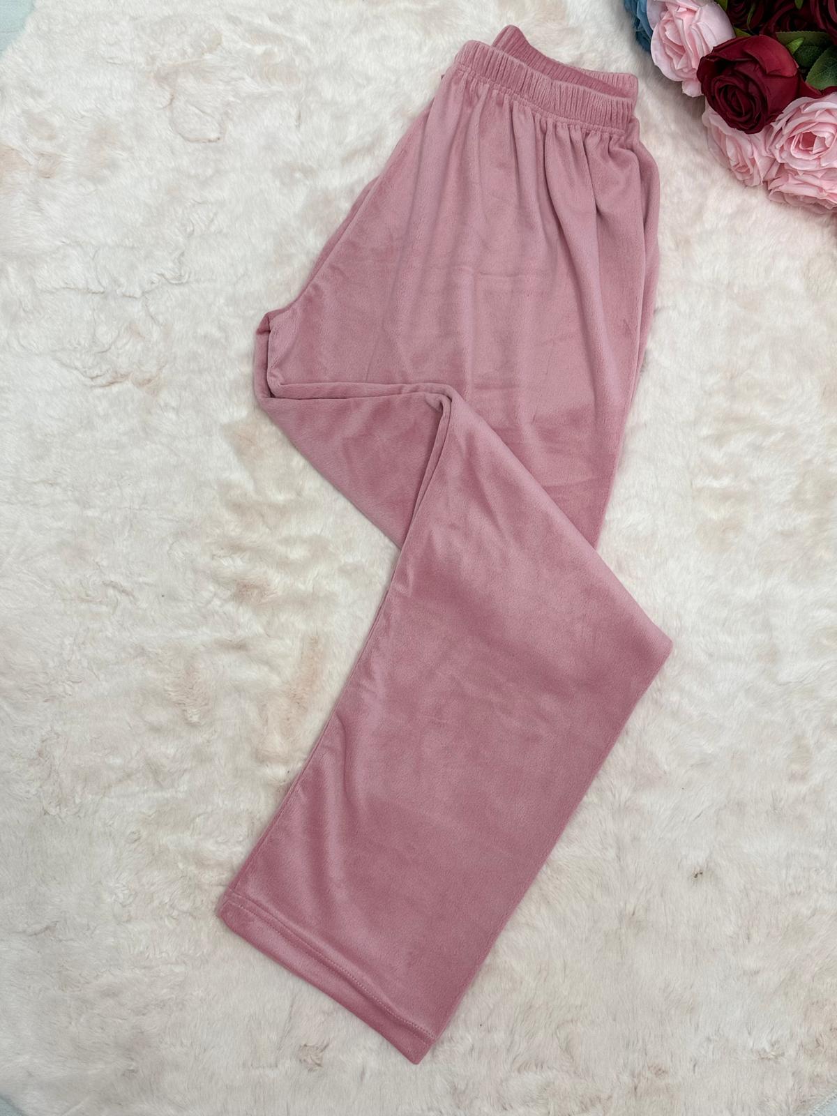 Pembe Kadife Pijama Altı