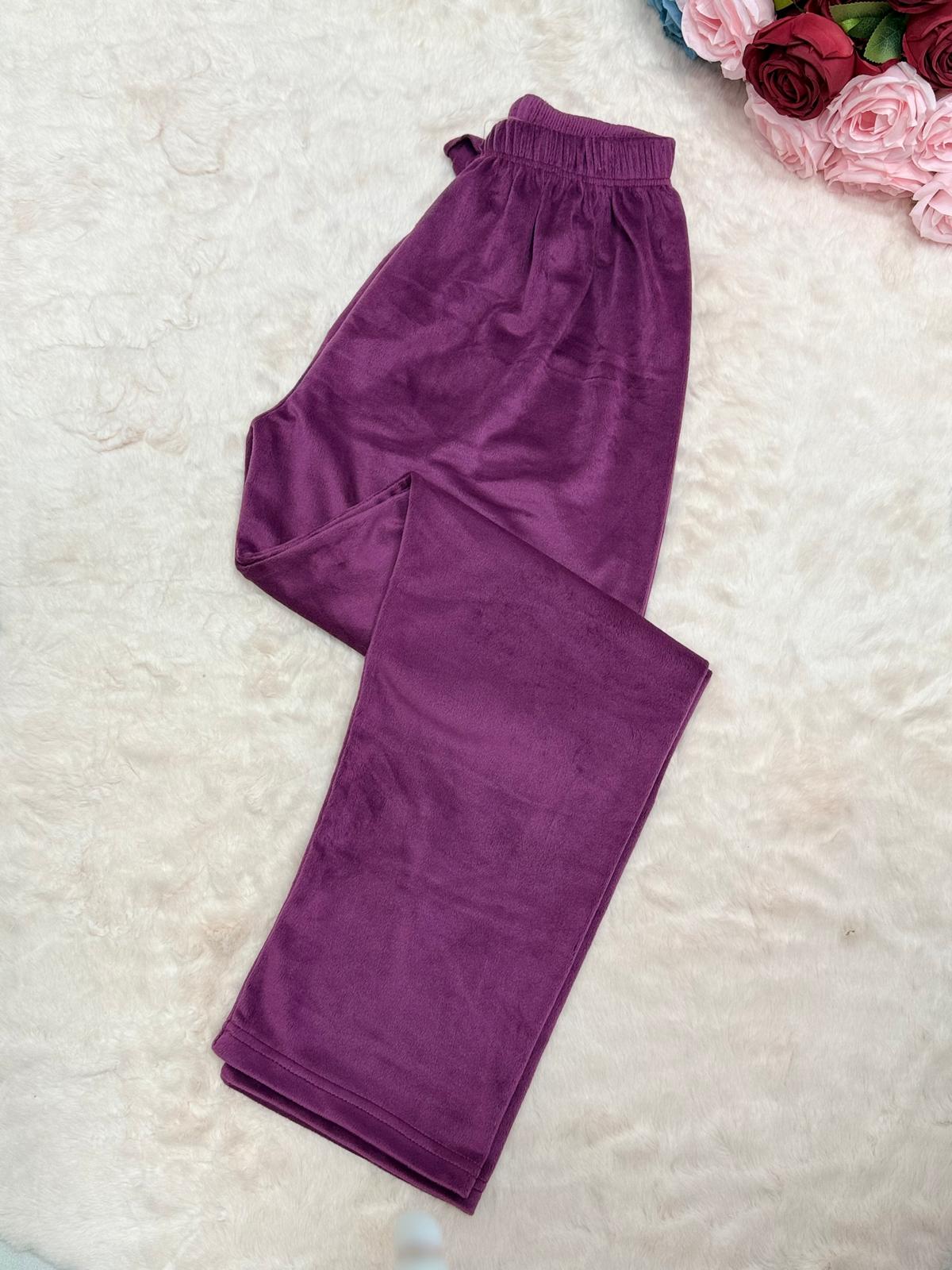 Mor Kadife Pijama Altı