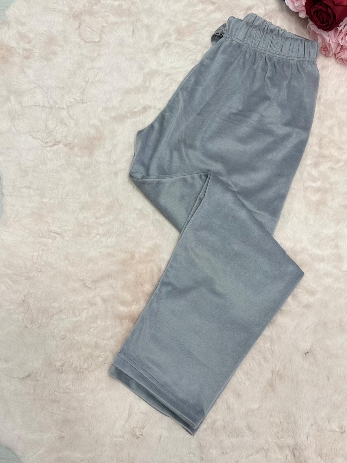 Gri Kadife Pijama Altı